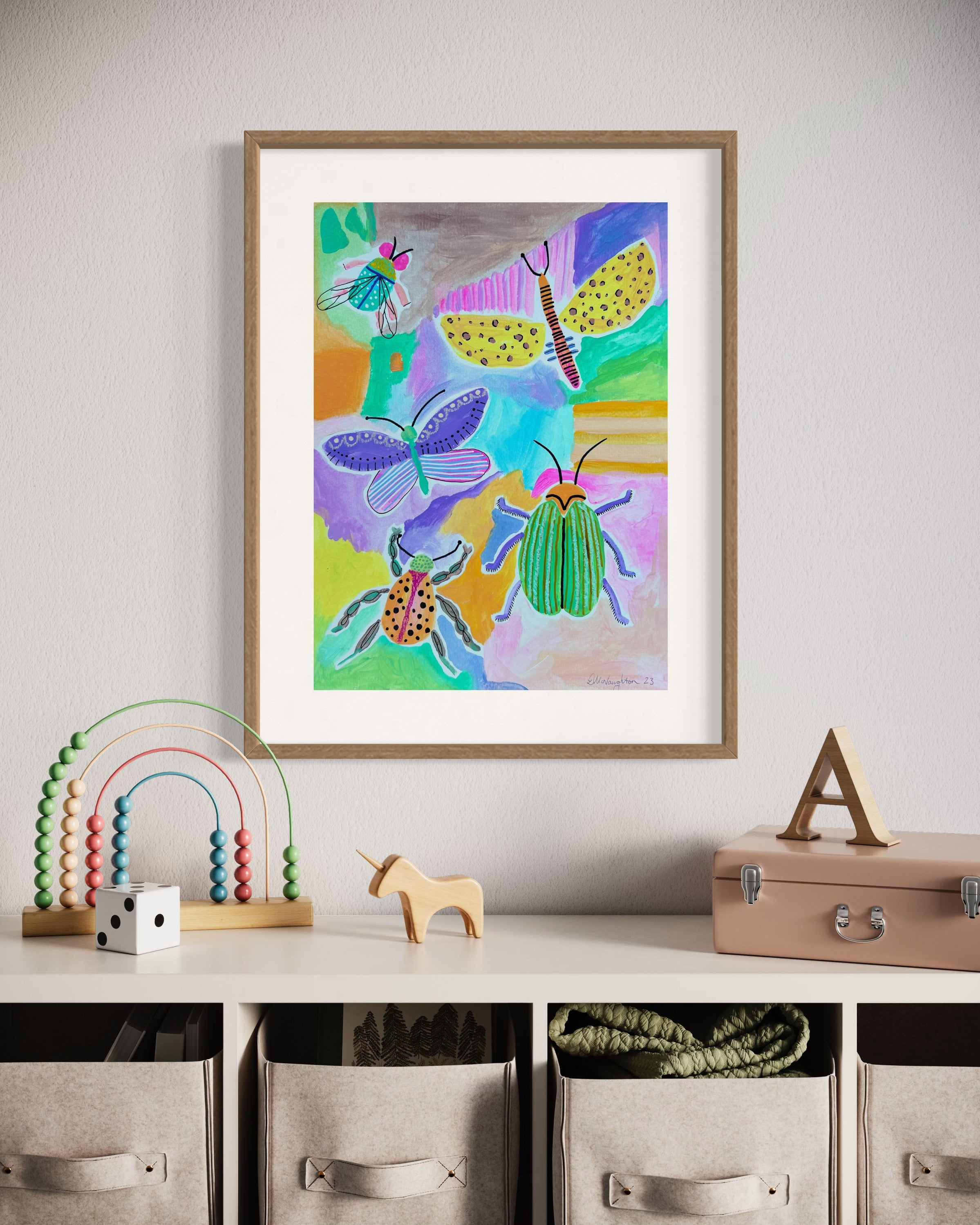 'BEETLE MANIA' Original A3 Mixed Media on Paper