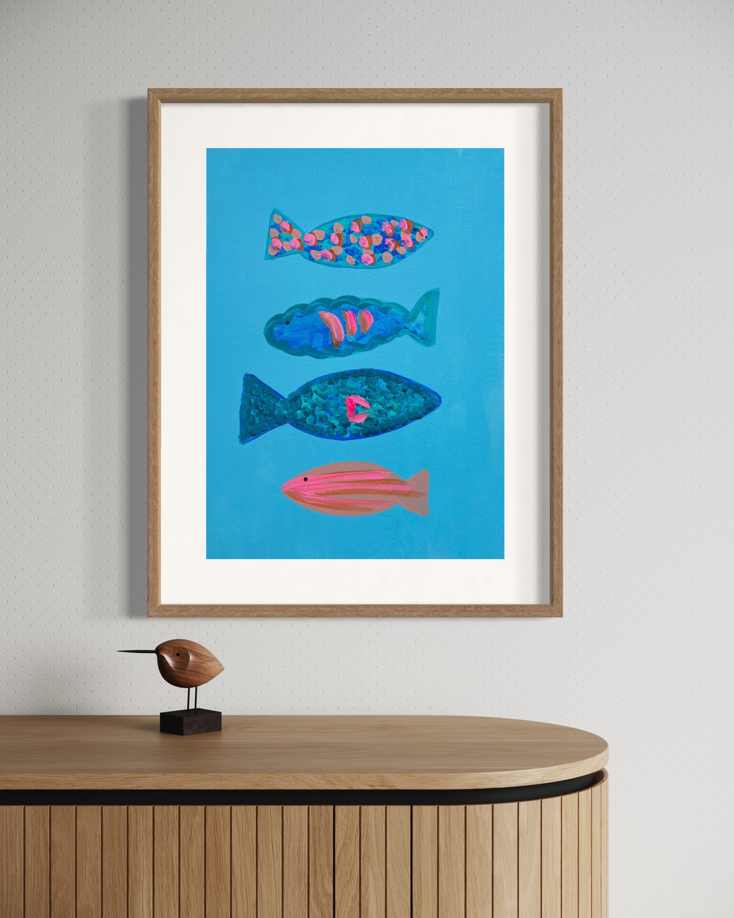 'FOUR FISH' Original A3 Mixed Media on Paper