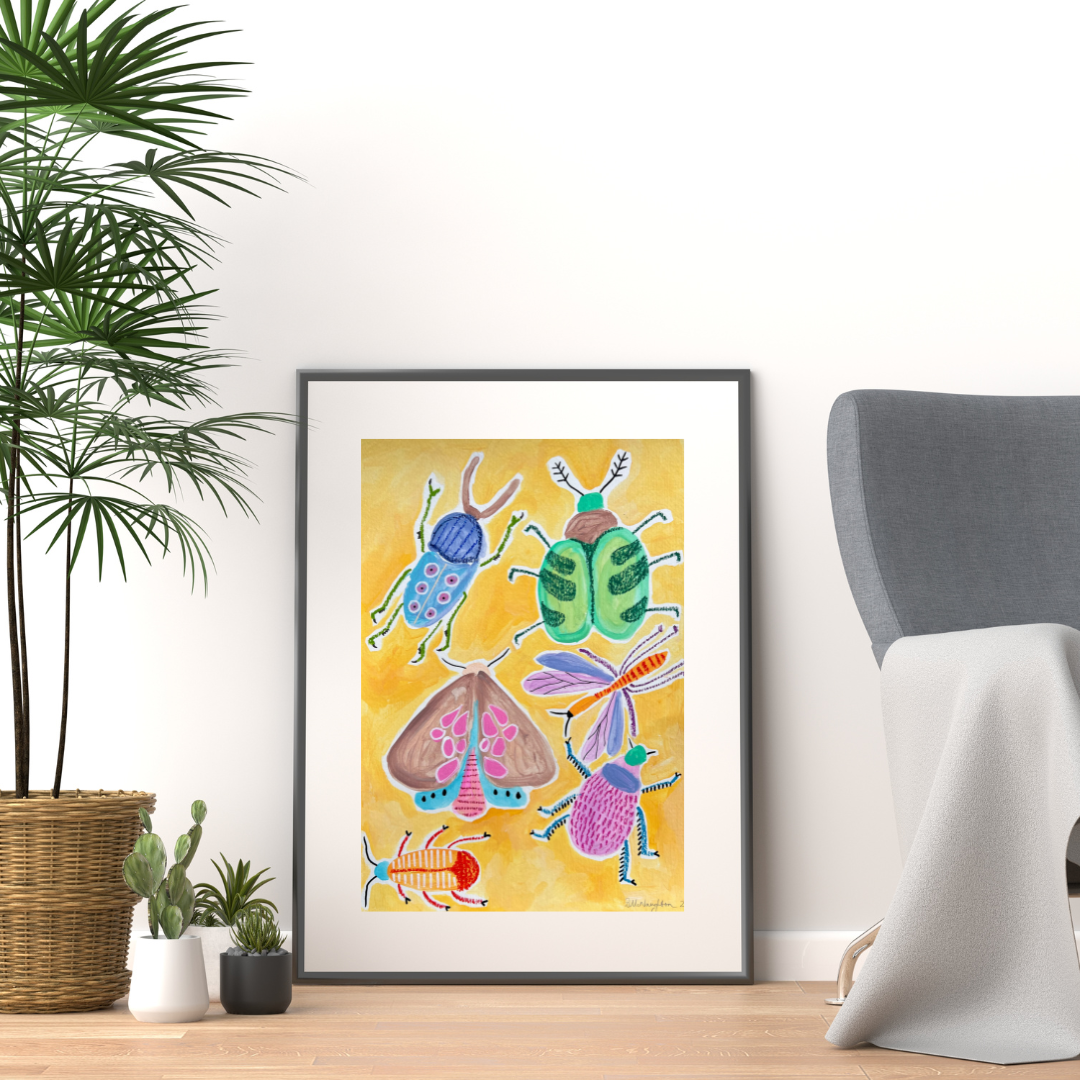 'IN THE GARDEN' Original A3 Mixed Media on Paper