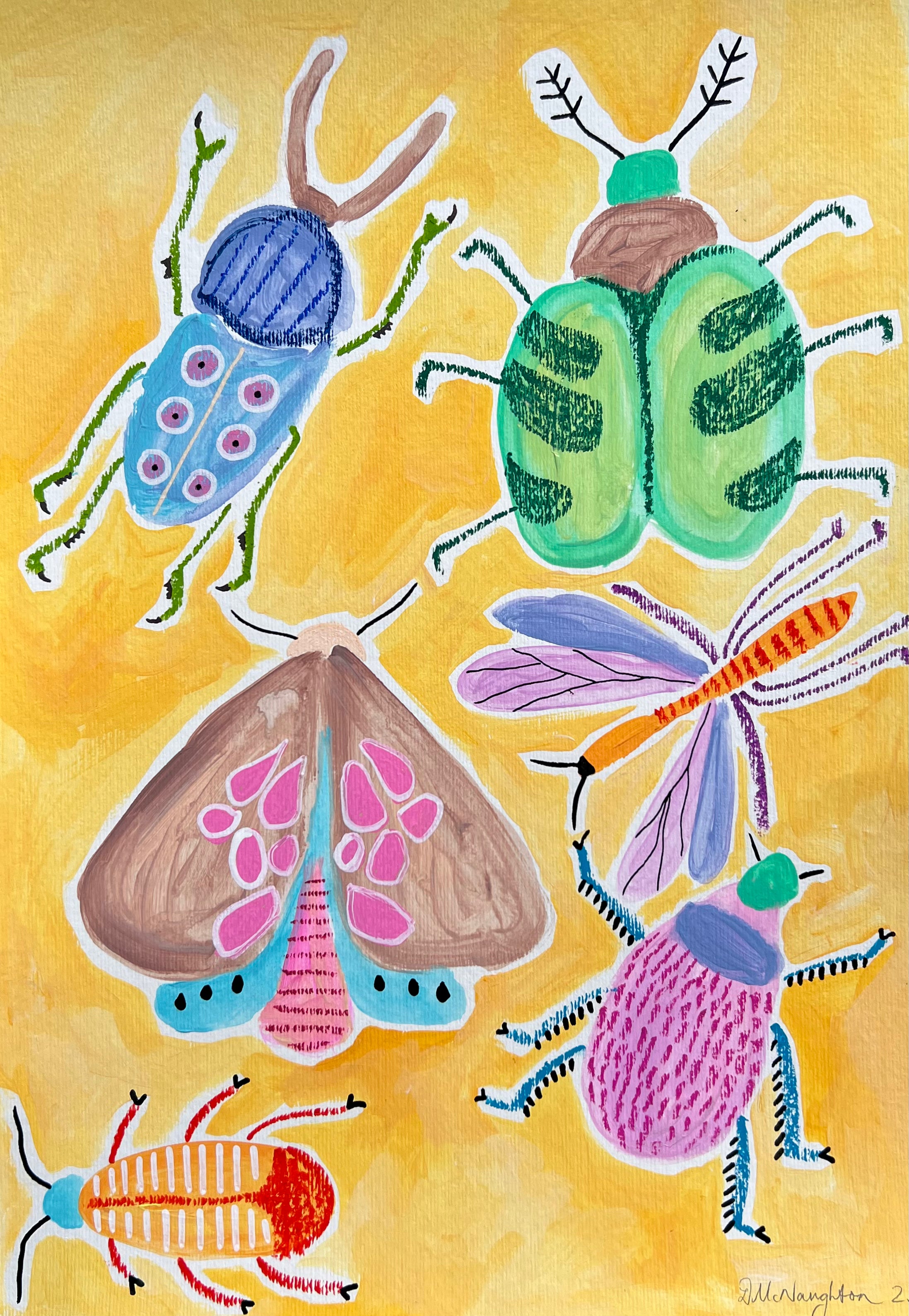 'IN THE GARDEN' Original A3 Mixed Media on Paper