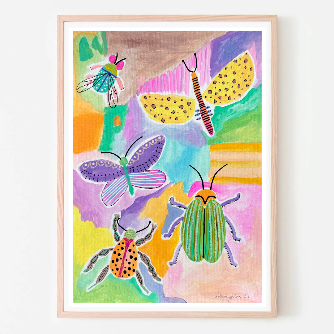 'BEETLE MANIA' Original A3 Mixed Media on Paper