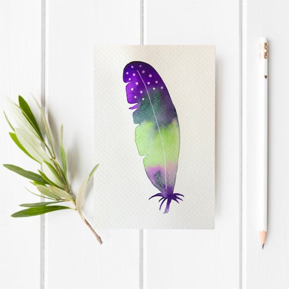 Original Watercolour Feather 17