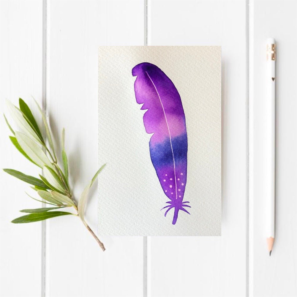Original Watercolour Feather 19