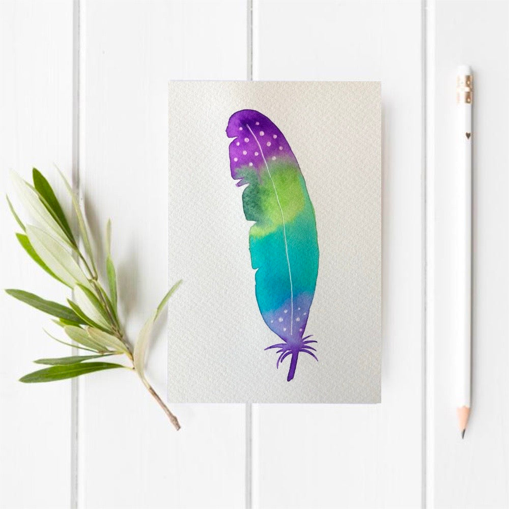 Original Watercolour Feather 22