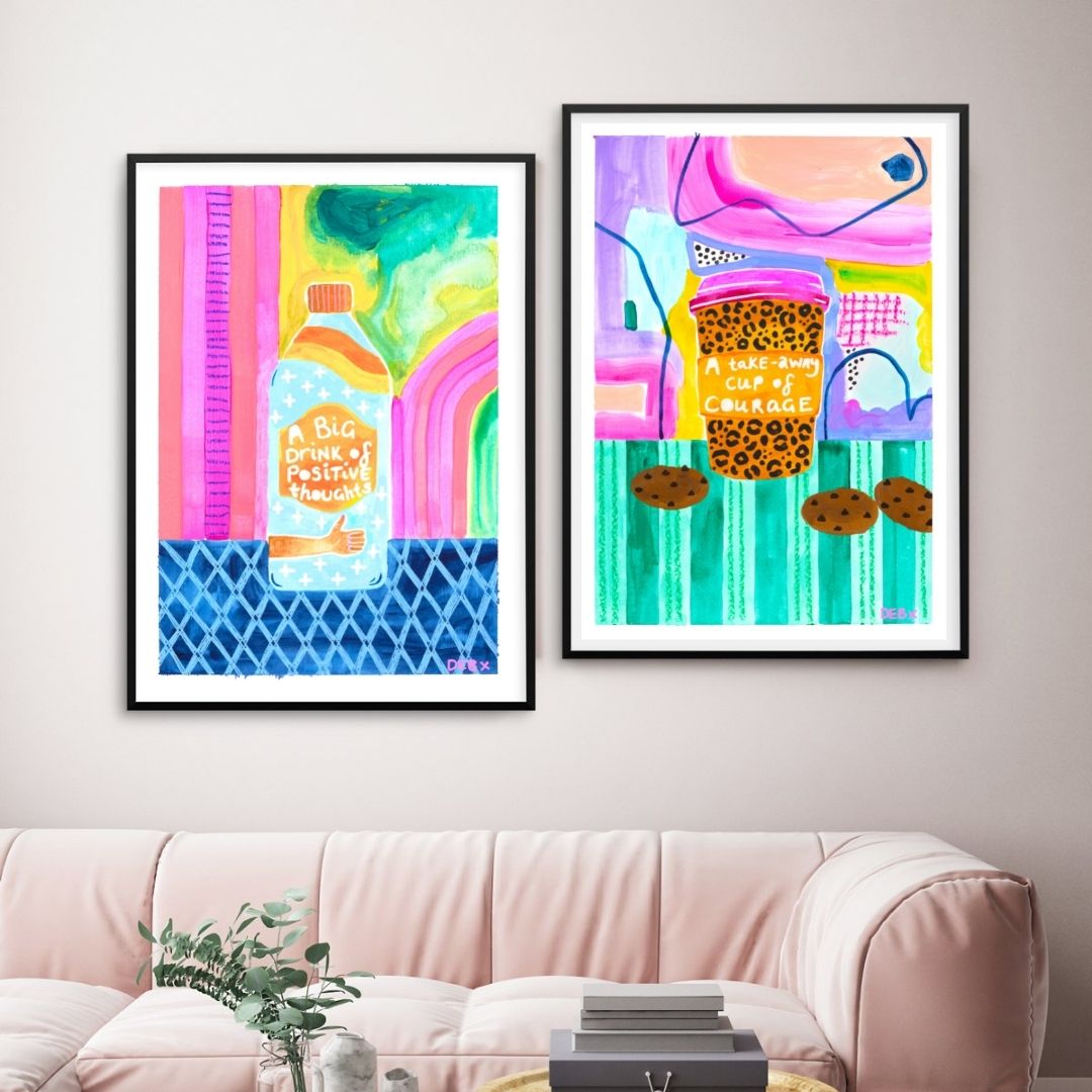 'POSITIVE THOUGHTS' Original A3 Think Good Things Collection