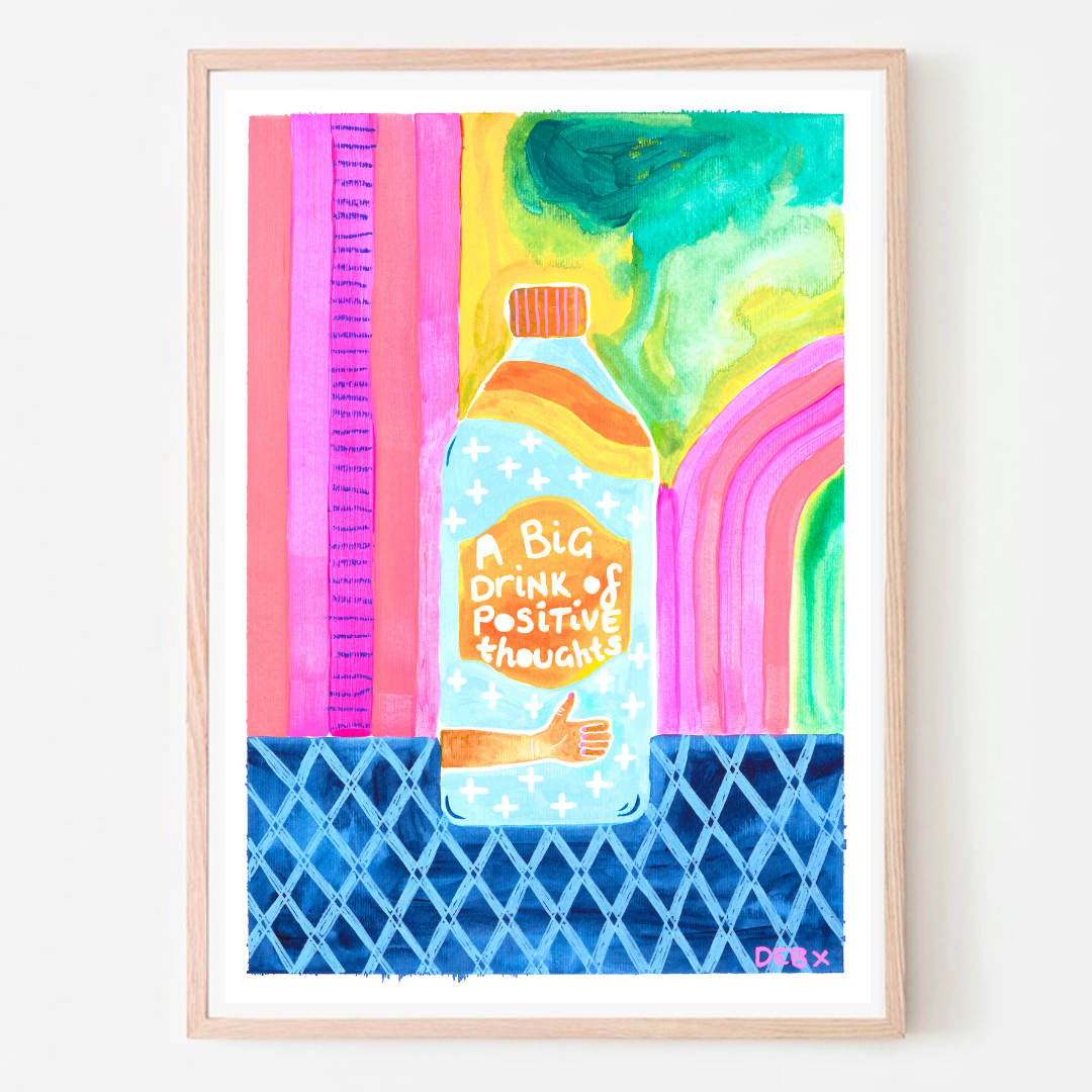 'POSITIVE THOUGHTS' Original A3 Think Good Things Collection